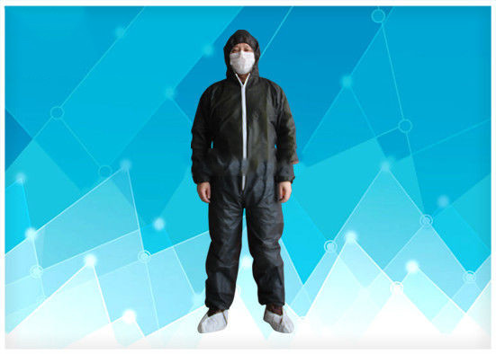 Black Color Disposable Clean Room Suits Bacteria Resistance For Lab / Clinic