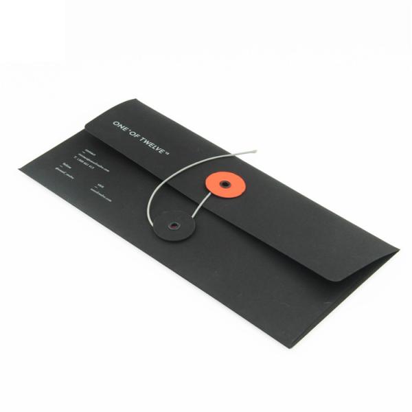 Quality Black Color Custom Paper Card Envelopes Printing With String Closure for sale