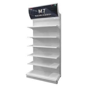 Buy cheap Factory Customized Size Thickness Color white display shop shelves super market racks exhibition shelf with light box from wholesalers