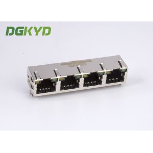 Buy cheap Side by side 1 X 4 ports rj45 LAN modular jacks, TAB UP 8P8C Y/G LEDs from wholesalers