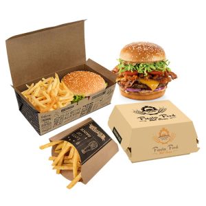 Buy cheap Recyclable Takeout Paper Burger Boxes Packaging Customized Logo Food Packing from wholesalers