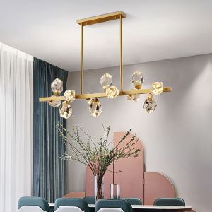 Modern Circle Rectangle Chandelier Lighting Living Dining Room Diamond Crystal