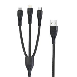 Buy cheap 1-to-3 USB Cable Set Braided Aluminum Housing for iPhone/Android C-C20V3A 60W max/C-L 9V3A 27W max Durable Long-Lasting from wholesalers