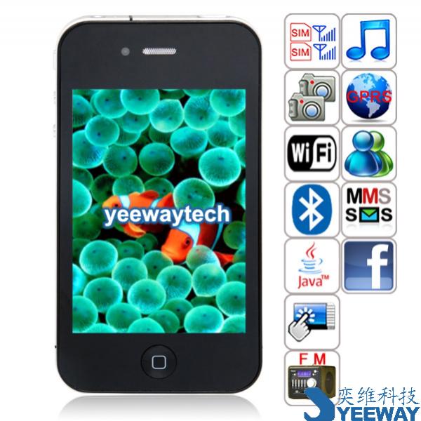 Quality HiPhone 4G+++ Quad Band Dual Cards Dual Standby Dual Cameras WIFI Bluetooth Java 3.5-inch Touch Screen Compass Phone for sale