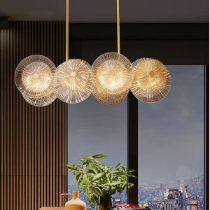 Buy cheap Post Modern Round Metal Led Pendant Lights Glass Lotus Leave Chandelier(WH-MI-308) from wholesalers