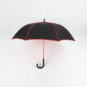 Buy cheap Double Layer Curved Handle Umbrella Red And Black With Red Seam And Pole from wholesalers