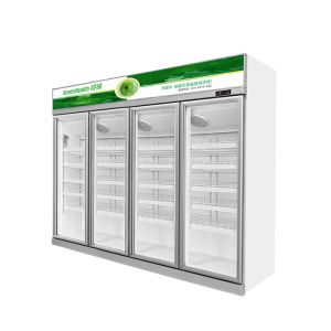 White Color Glass Door Cooler Drink Chiller Showcase With Demist Function R134a