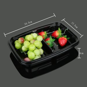 2 Compartment Square Polyethylene Terephthalate Tray
