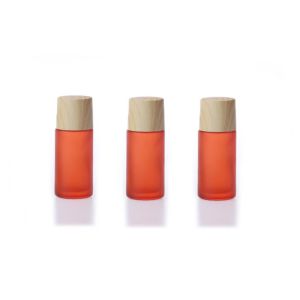Small Orange Color Empty Roll On Bottles Plastic Bamboo Pattern Cap Steel