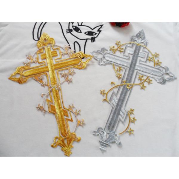 Buy cheap Hot Fix Motif Sliver Gold Embroidery Applique as Cross Picture from wholesalers