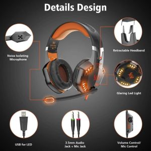 Computer DC5V 2.2kohm G2000 Stereo Gaming Headphone