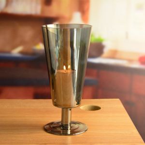 Buy cheap Stemed Electroplated Grey Glass Candle Holder Centerpieces from wholesalers