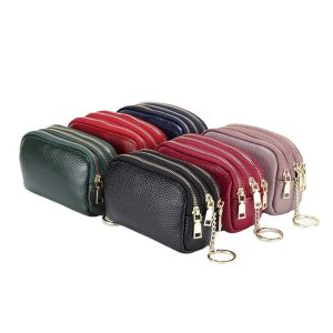 Buy cheap Genuine Leather Purse Three Zip Coin Bag Multi-function Key Bag Wallet Ideal for Daily from wholesalers