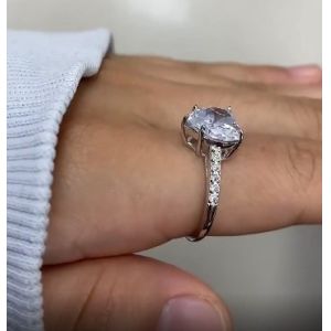 Buy cheap Micro Insert Inlay Technology Heart Cut CZ Stone 925 Sterling Silver Engagement Rings from wholesalers