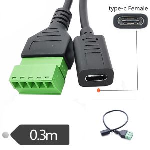 Buy cheap Type-C 3.1 USB Female Male Jack To 5-pin Screw Terminals Adapter Expansion Cable 30cm from wholesalers