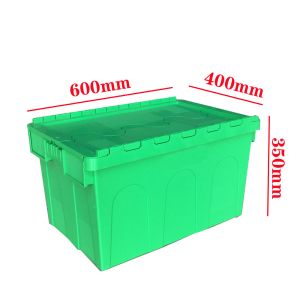 Buy cheap 550x370x320mm Folding Stackable Crate Moving Plastic With Attached Lid Container from wholesalers