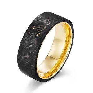 Buy cheap Luxury Style and New 14K gold and Forged Carbon Fiber Wedding Bands Gold Powder and Rose Gold for Men's Jewelry from wholesalers