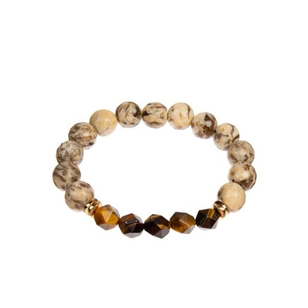 Quality Handmade Elastic Beaded Stone Bracelet , Unisex Natural Tiger Eye Bracelet for sale