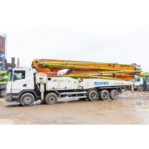 Quality Concrete Pump on Scania Chassis Extra Long Boom 2014 Zoomlion 63m Mobile Batching Plant for sale
