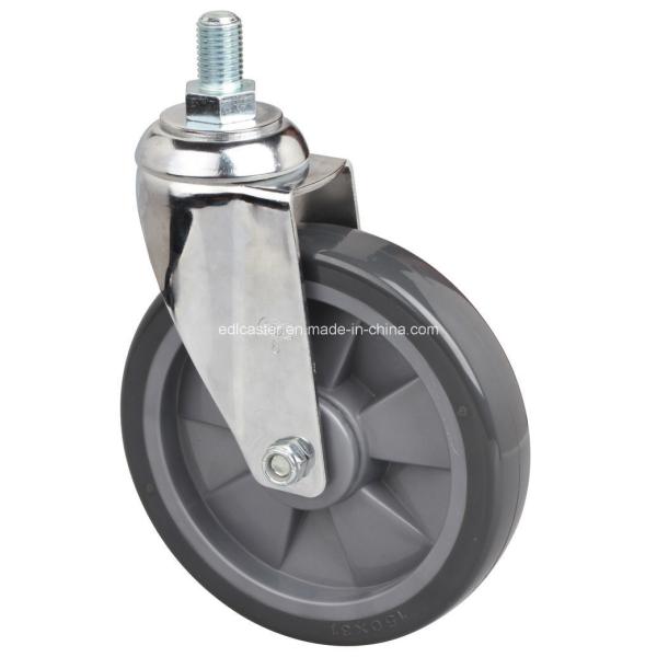 Quality Grey Color Application Caster 6" 130kg Threaded Swivel PU Caster 5736-77 for Industrial for sale