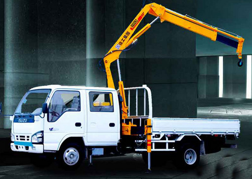 Quality Durable Mobile Folding Truck Articulated Boom Crane , 3200kg Truck Mounted Crane for sale