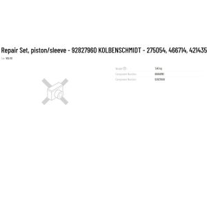 Buy cheap Metal Repair Set Part number 92827960 piston/sleeve 275054 466714 421435E for Performance Standards by KOLBENSCHMIDT from wholesalers