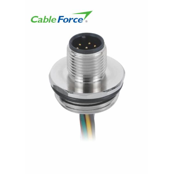 Buy cheap 5 Pin Male Panel M12 A Code Connector Chassis Side Thread With Single Wires from wholesalers