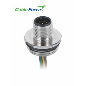 Buy cheap 5 Pin Male Panel M12 A Code Connector Chassis Side Thread With Single Wires from wholesalers