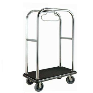 Buy cheap Chrome Luggage Cart Hotel Display Stand With Poly Wood Deck Excellent Stability from wholesalers
