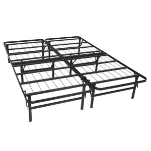 Hotel Queen Size Metal Folding Bed Frame with Storage Space in Coastal Design