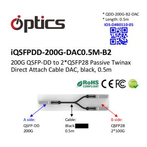 Buy cheap 200G QSFPDD To 2x100G QSFP28 Breakout Passive Dac Cable 0.5M from wholesalers