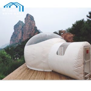 6m Outdoor Inflatable Geodesic Dome Tent Transparent PVC Cover 80 - 100km/H
