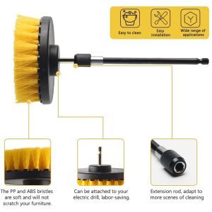 Drill Brush Attachment 4pcs Scrubber Brush Kit with Extend Attachment
