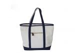 Buy cheap Durable Blue White Cotton Tote Bags Front Zipper Cotton Canvas Grocery Bags from wholesalers