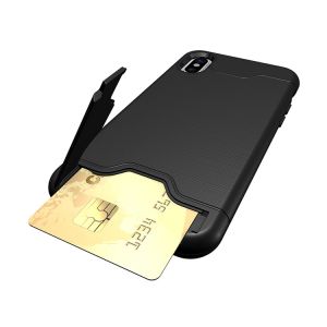Buy cheap China Factory Brushed Texture Protective Back Cover Case for iPhone X with Holder and Card Slot from wholesalers