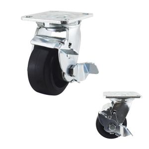 100mm 396lbs Black Rubber Heavy Duty Casters With Side Lock