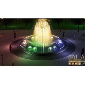 Round LED Dandelion Fountain with Electric Power Source Adjustable Water Flow