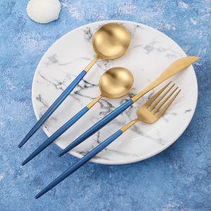 Buy cheap China Supplier Stainless Steel Flatware Set with Blue and Gold Color NC099 Dinner Knife Fork Spoon from wholesalers