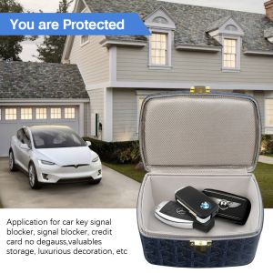 Anti Theft Signal Blocking Box , Blue Cell Phone Faraday Car Key Box Keyless Fob