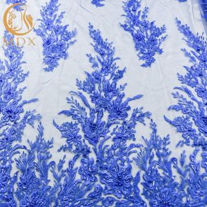 Buy cheap Blue Wedding Lace Fabrics MDX Elegant Flower Pattern 135cm Width from wholesalers