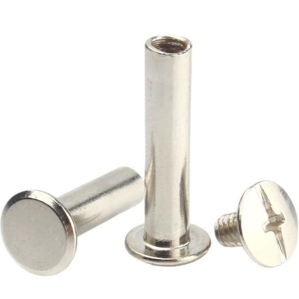Quality Nickel Plated Male Female Rivet Book Nails Butt To Lock Sample Book Screws Menu Nails for sale