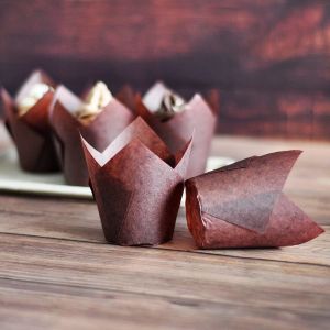 Buy cheap Tulip Baking Cup Paper Muffin Liner Muffin Wrap Brown Parchment from wholesalers