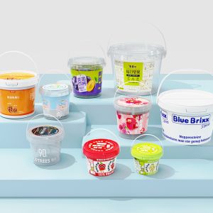 900ml 32oz PP Plastic Beverage Chocolate Spread Sauces Pack Buckets with Cover