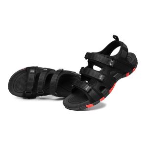 Portable Womens Black Walking Sandals Screen Print Type Slides Style