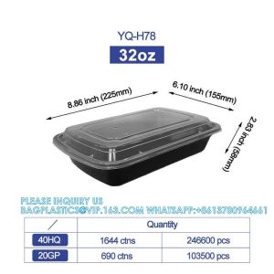 12Oz To 38Oz Take Away Rectangle Pp Microwavable Plastic Disposable Food