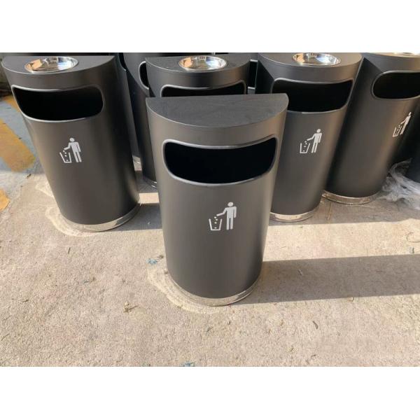 Large Capacity Half-round Shopping Mall Supermarket Standing Aisle Against the Wall Elevator Door Smoke Bucket Trash Can