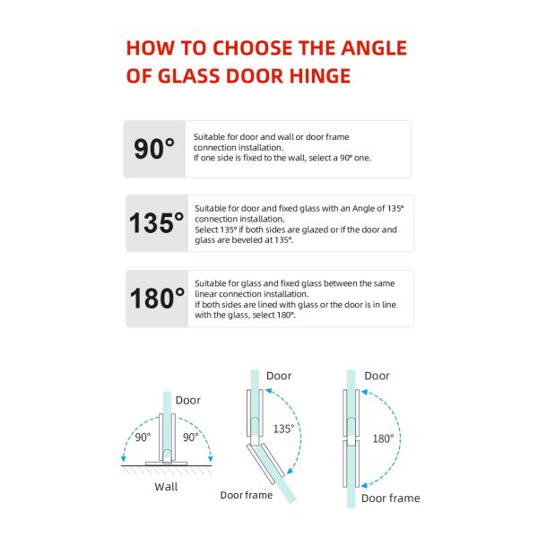 Square Bevel Stainless Steel Glass to Wall Shower Door Hinge for 800-1000MM Door Width