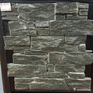 Buy cheap Black Quartzite Cement Meshed Back Wallstone For Landscape / Garden from wholesalers