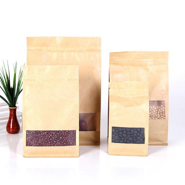 Quality Open Window Brown k Flat Bottom Zipper Pouch for sale