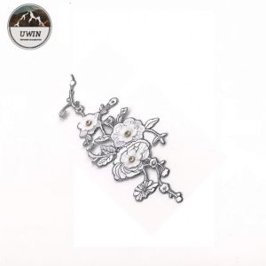 Buy cheap Wintersweet Large Sew On Patches , Pure White Plum Blossom Patch With Bead Material from wholesalers